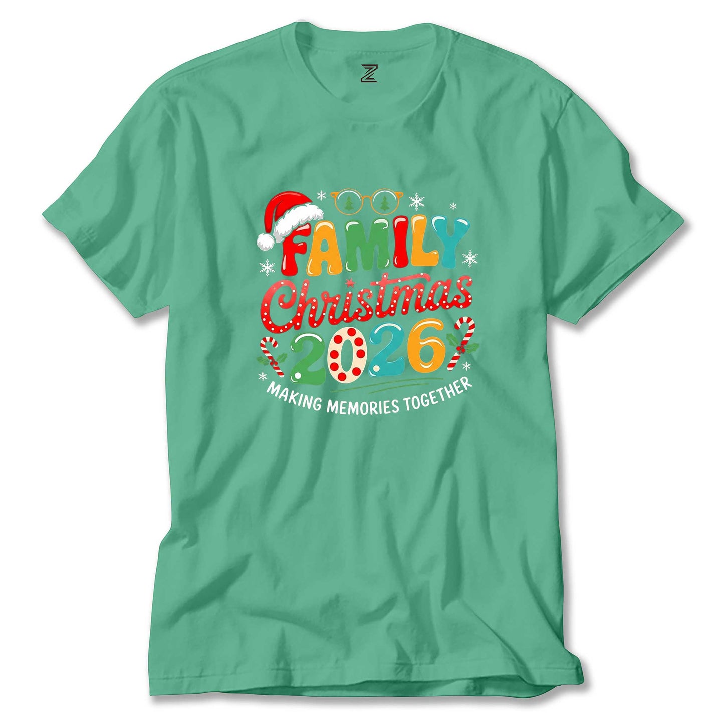 Family Christmas 2026 Renkli Tişört