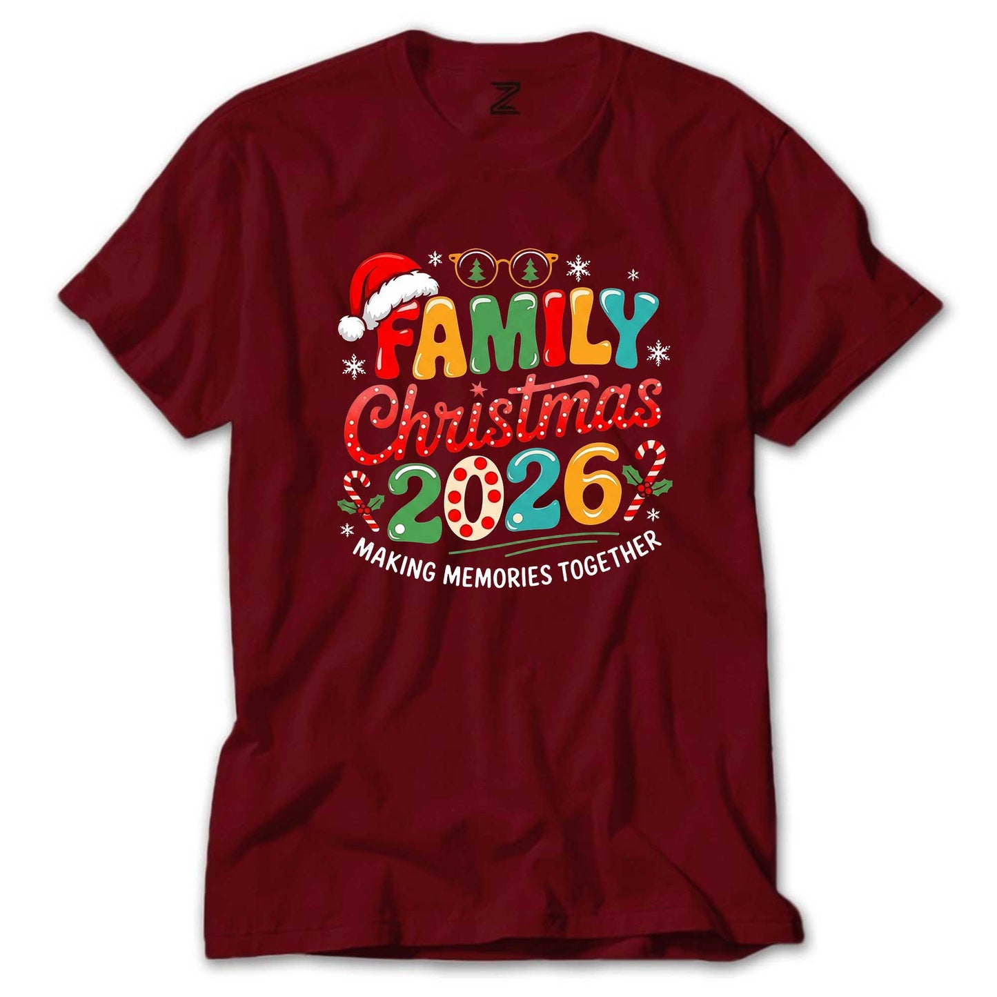 Family Christmas 2026 Renkli Tişört