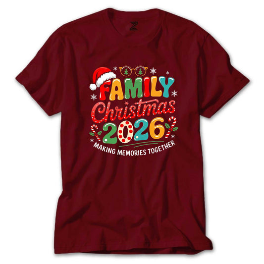 Family Christmas 2026 Renkli Tişört