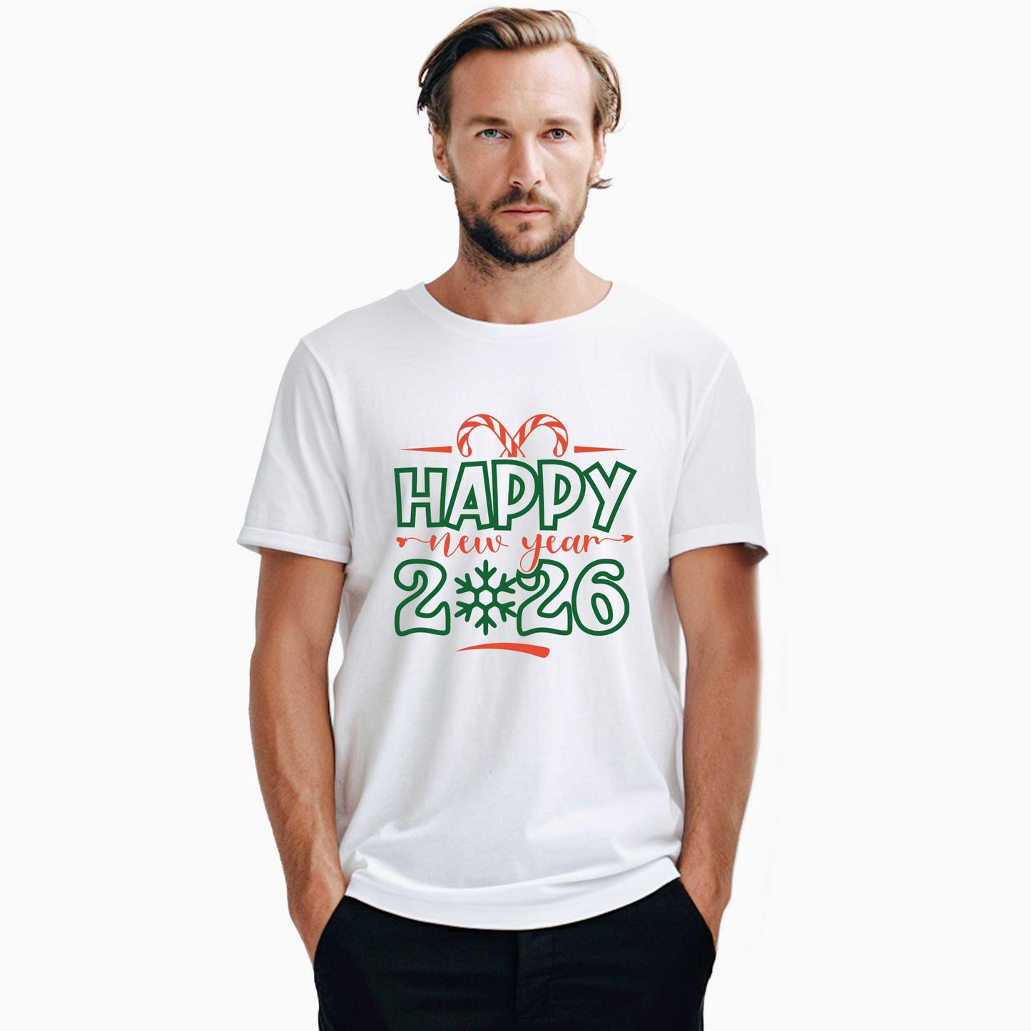 Happy New Year 2026 Candy Beyaz Tişört