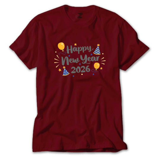 Happy New Year 2026 Parti Renkli Tişört