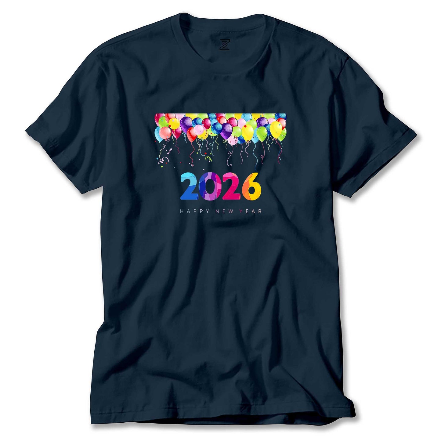 Happy New Year Balonlar Renkli Tişört
