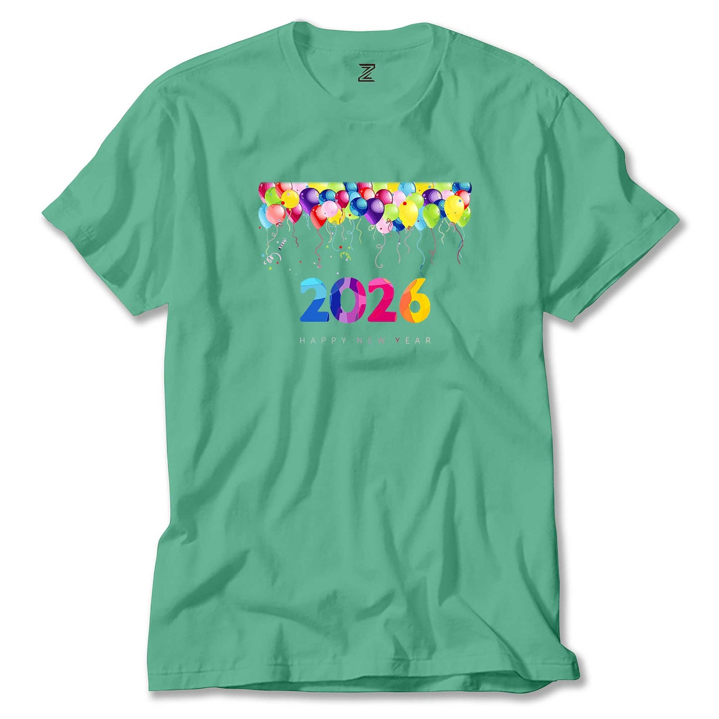 Happy New Year Balonlar Renkli Tişört