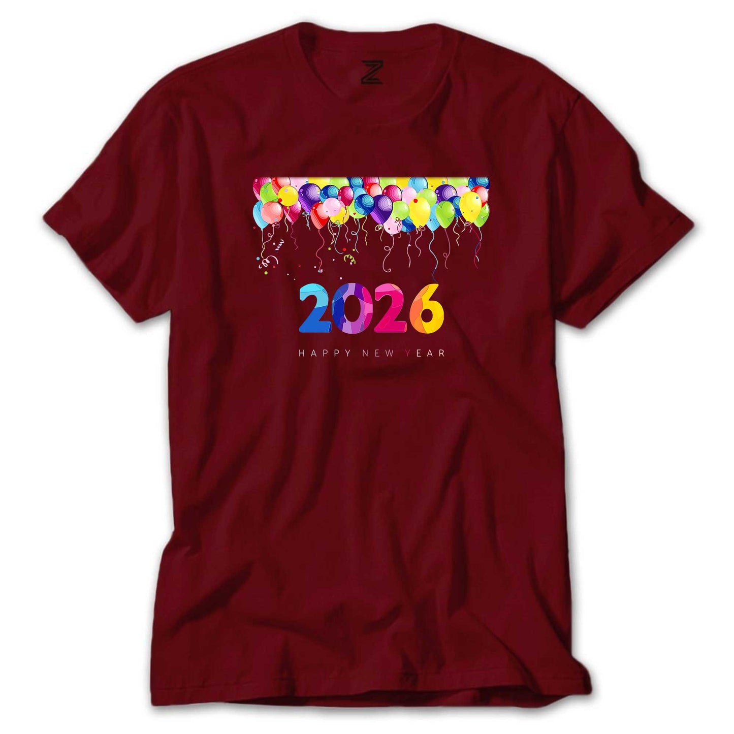 Happy New Year Balonlar Renkli Tişört