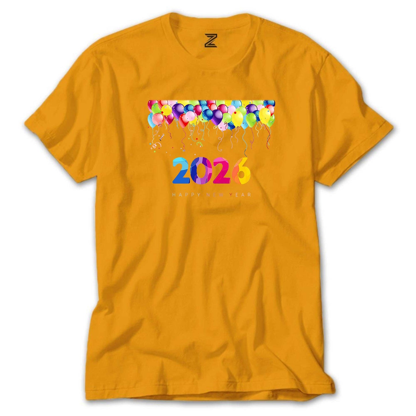 Happy New Year Balonlar Renkli Tişört
