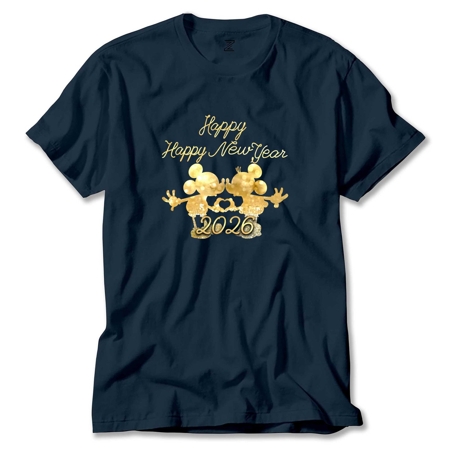 Happy New Year Mickey Renkli Tişört