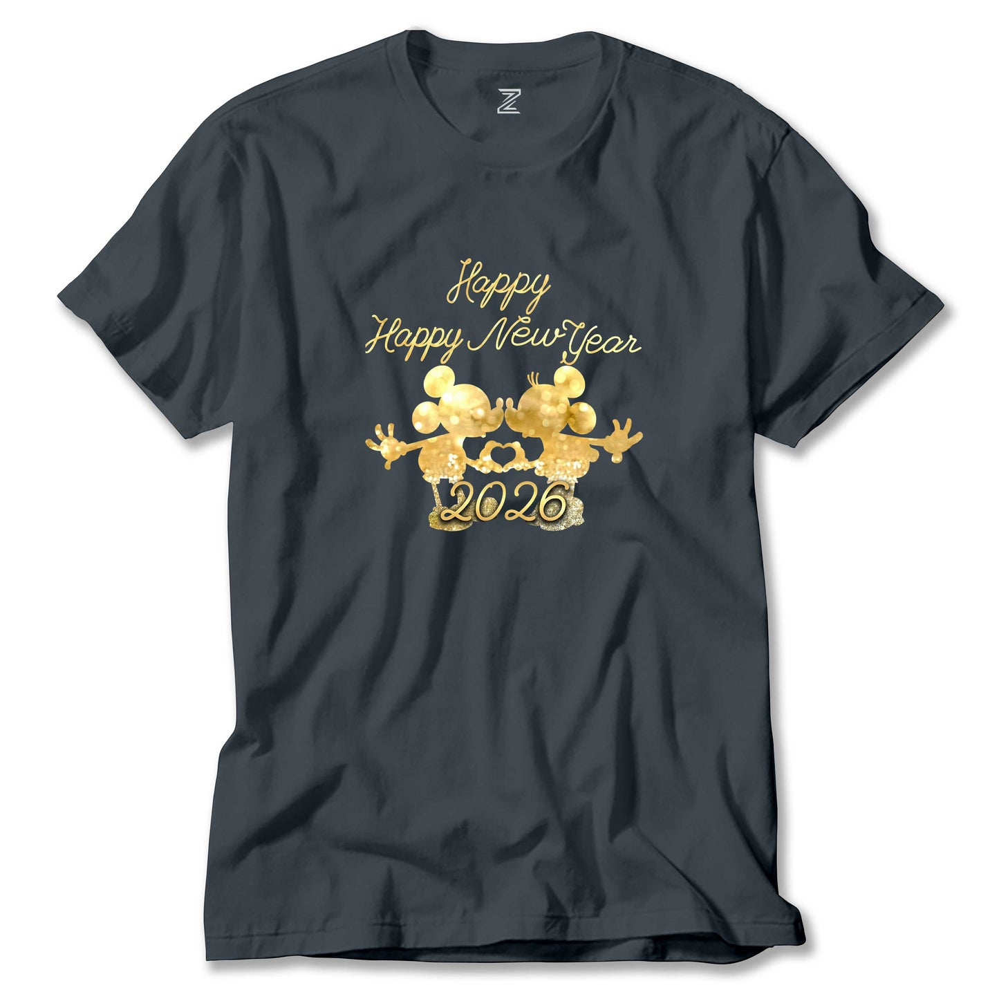 Happy New Year Mickey Renkli Tişört