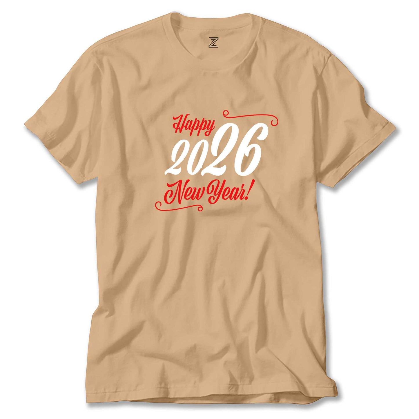 Happy New Year Text 2026 Renkli Tişört