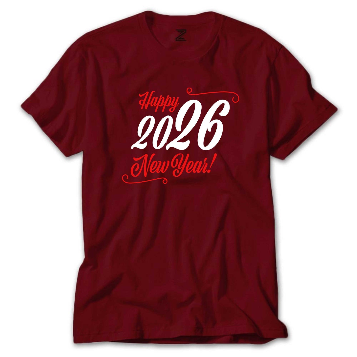 Happy New Year Text 2026 Renkli Tişört