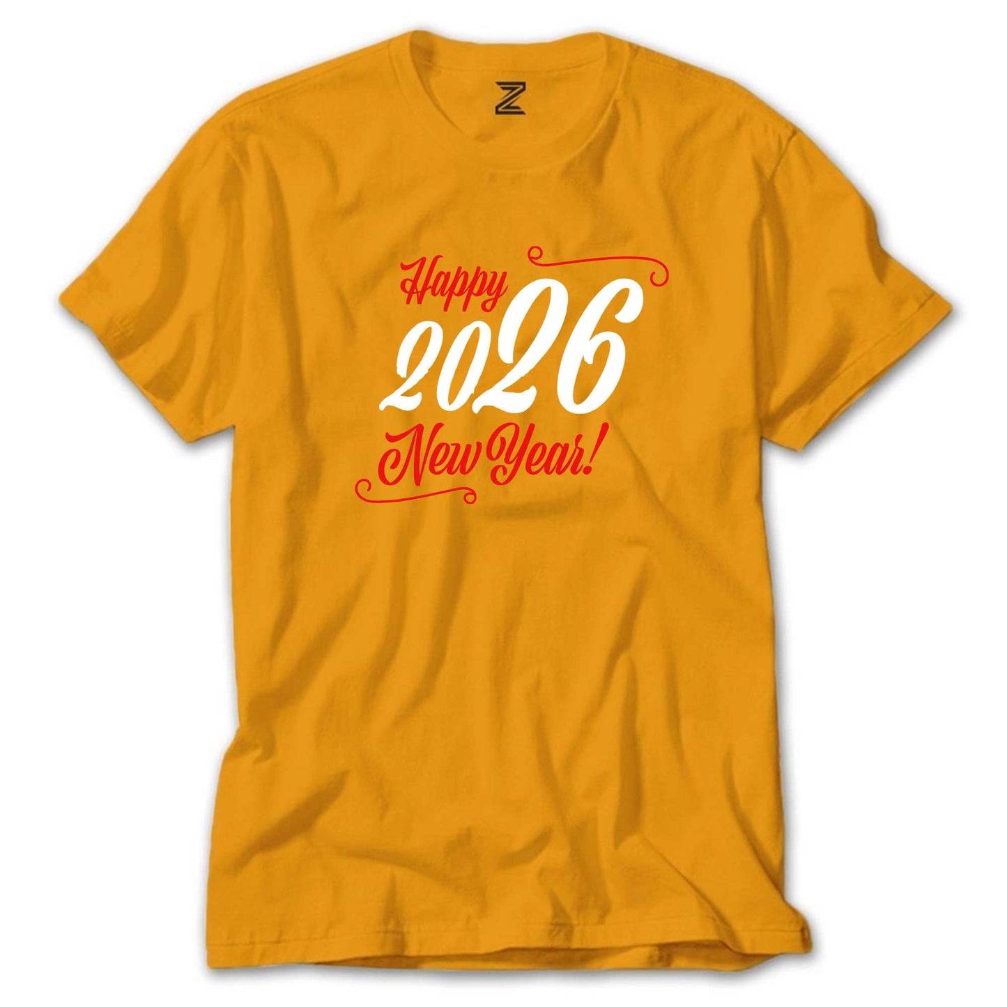 Happy New Year Text 2026 Renkli Tişört
