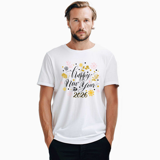 Happy New Year Text Beyaz Tişört