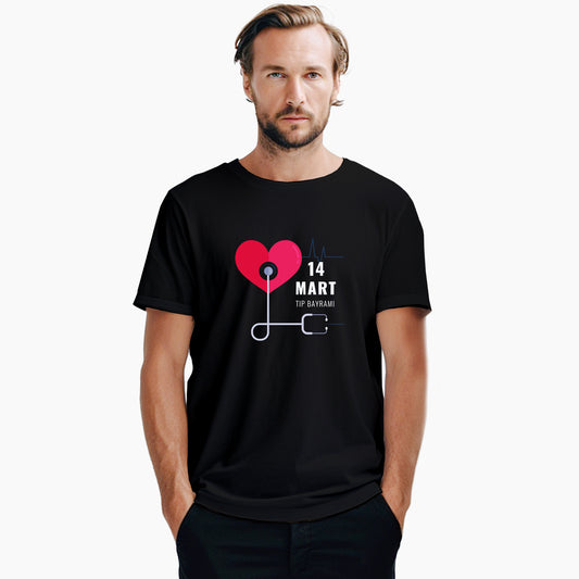 14 Mart Tıp Bayramı Siyah Tişört