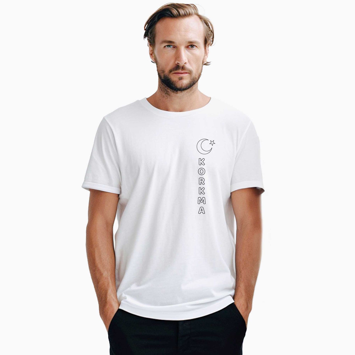Korkma Ay Yıldız Beyaz Tişört