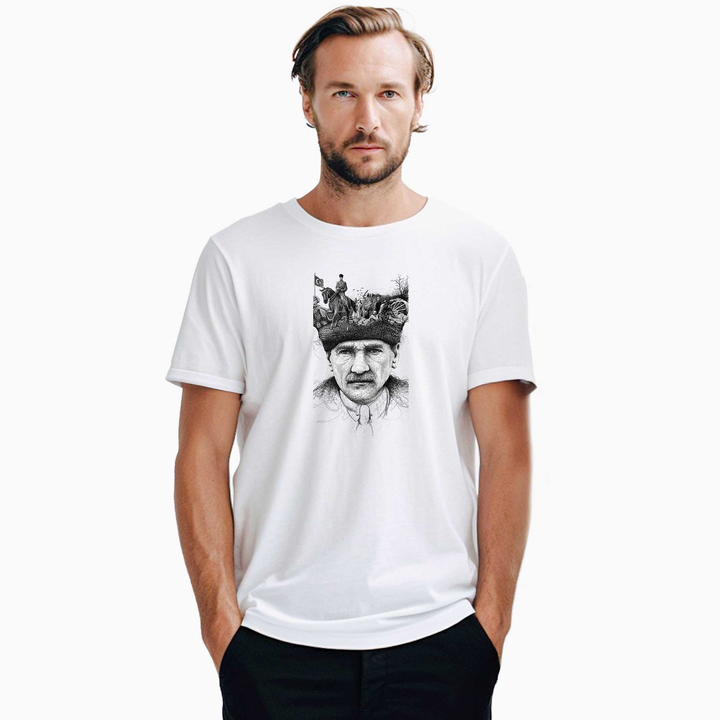 18 Mart Atatürk portresi Beyaz Tişört