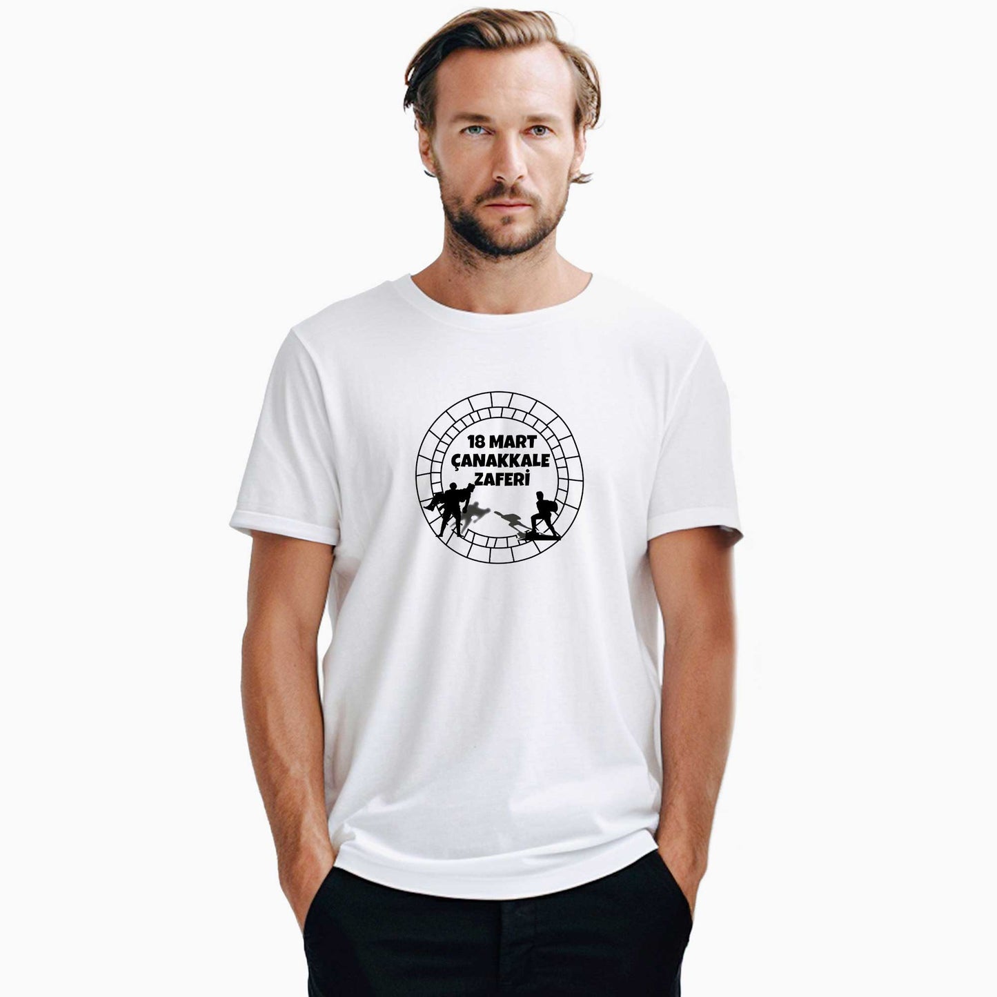 18 Mart Kahramanlık Çemberi Beyaz Tişört