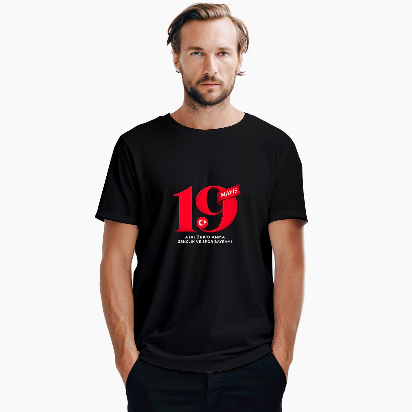 19 Mayıs Kırmızı Anma Siyah Tişört