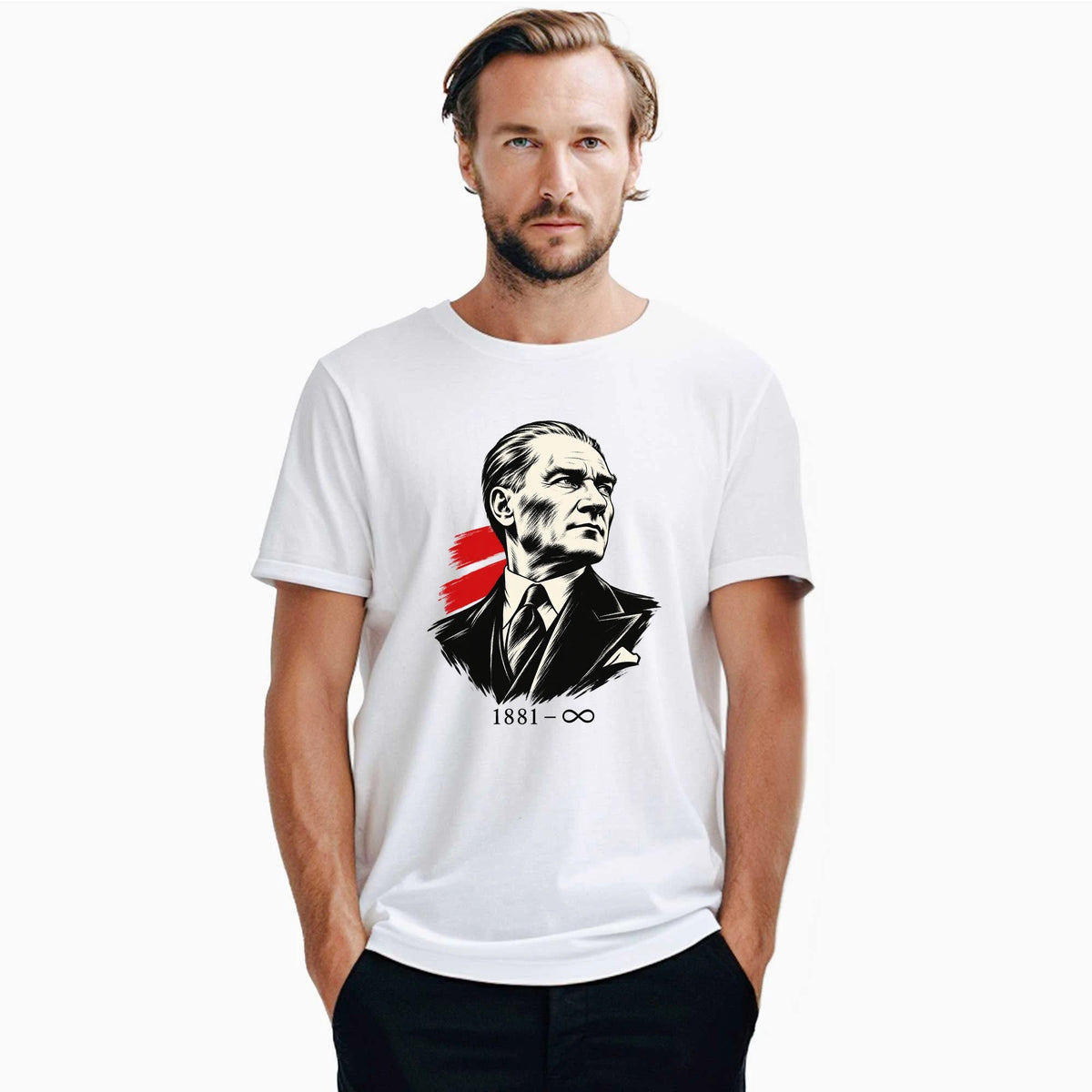 Atatürk Linol Portre Beyaz Tişört