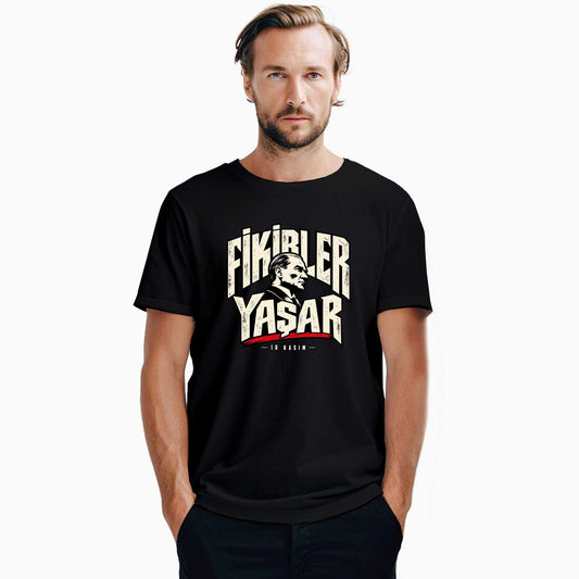Atatürk Fikirler Yaşar Siyah Tişört