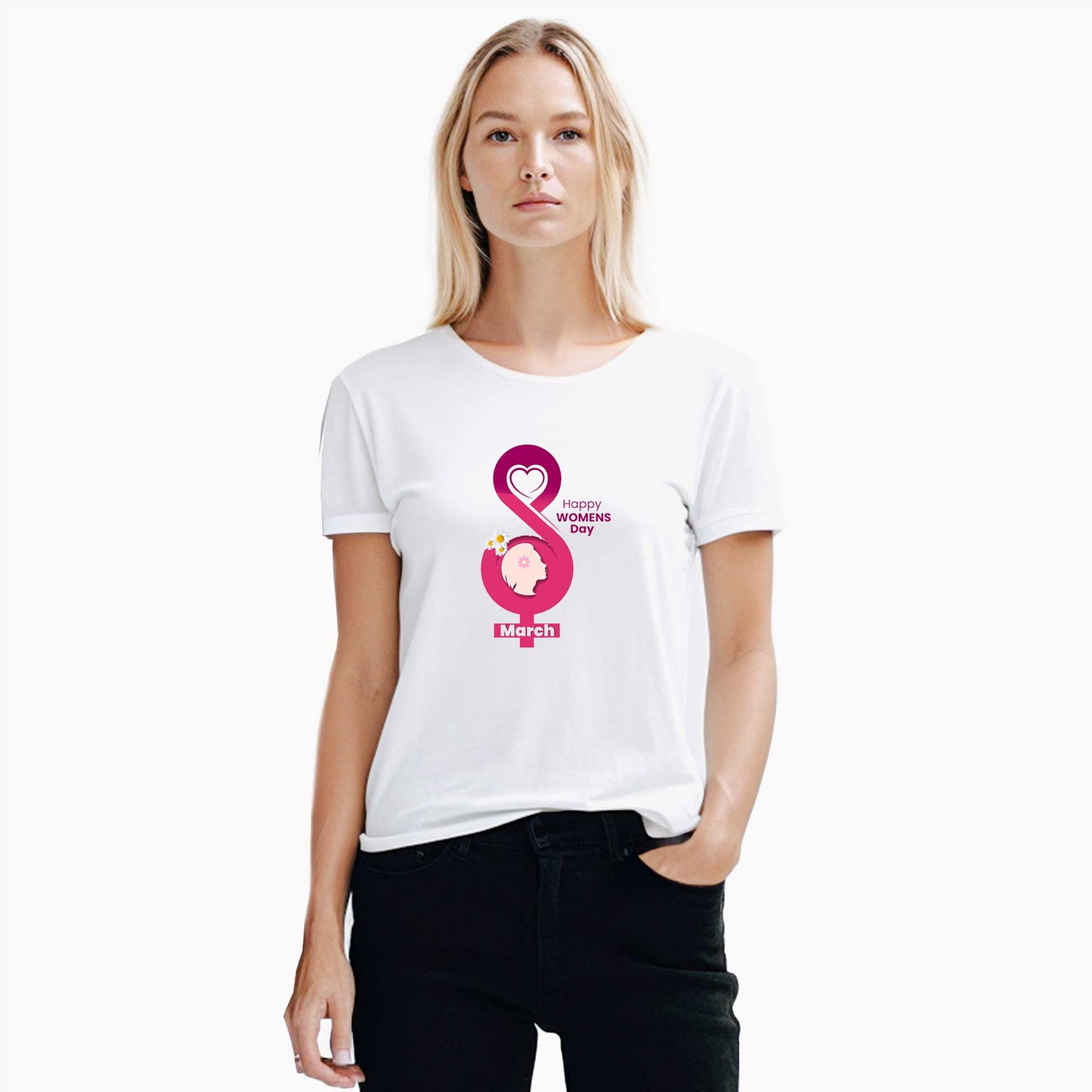 8 March Woman's Day Beyaz Kadın Tişört