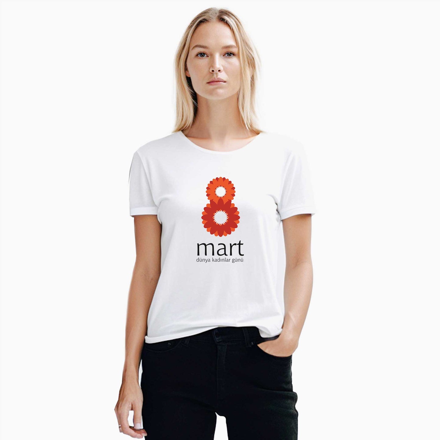 8 Mart Beyaz Kadın Tişört