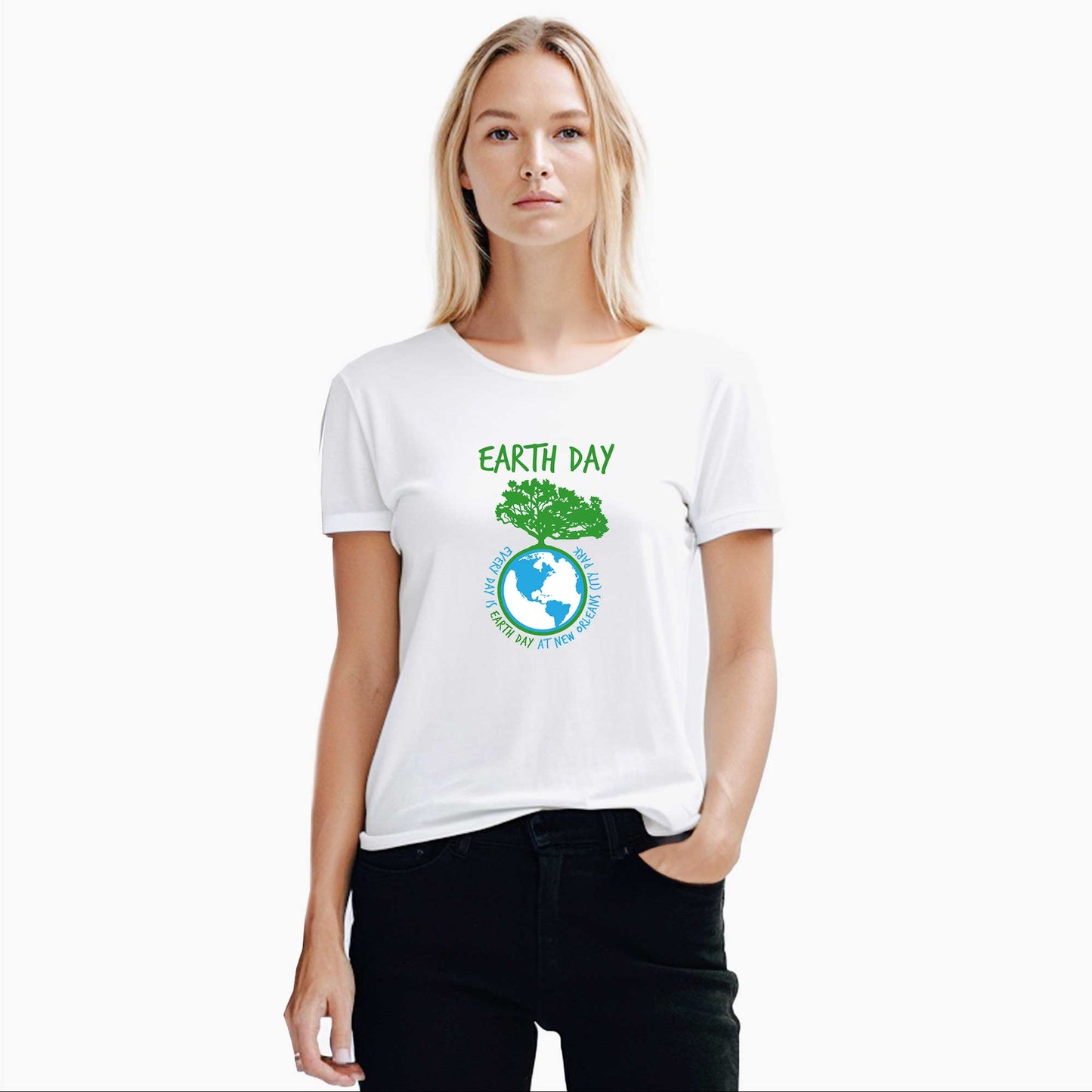 Dünya Günü Beyaz Kadın Tişört