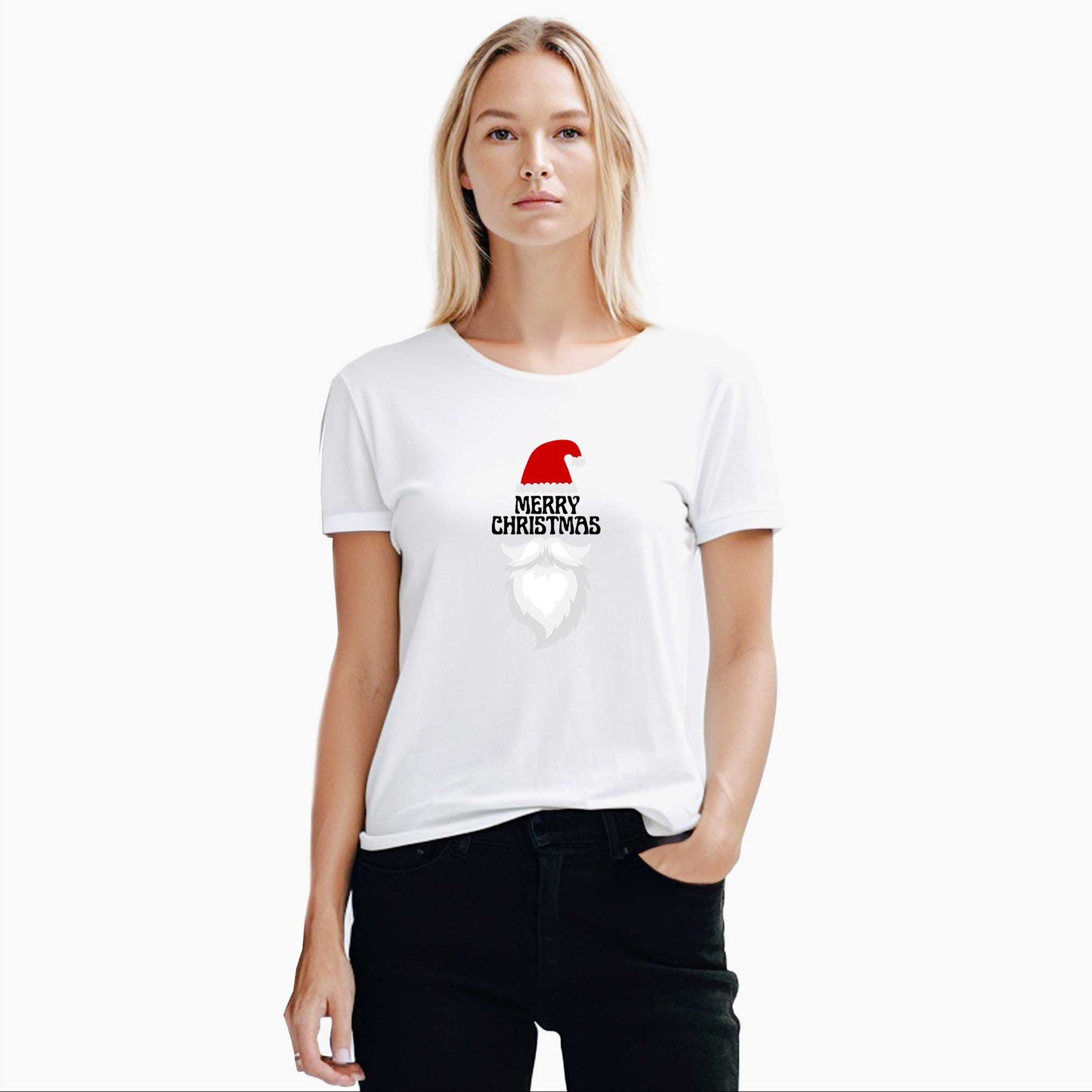 Mery Christmas Noel Baba Beyaz Kadın Tişört