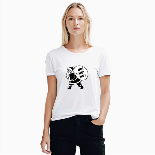 HO HO HO Noel Baba Beyaz Kadın Tişört