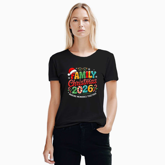 Family Christmas 2026 Siyah Kadın Tişört