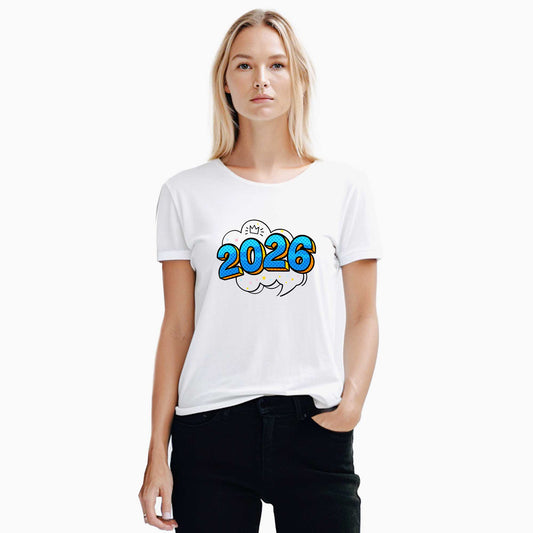 Happy New Year 2026 King Beyaz Kadın Tişört