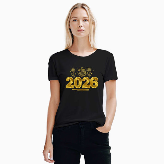 Happy New Year 2026 Magic Siyah Kadın Tişört