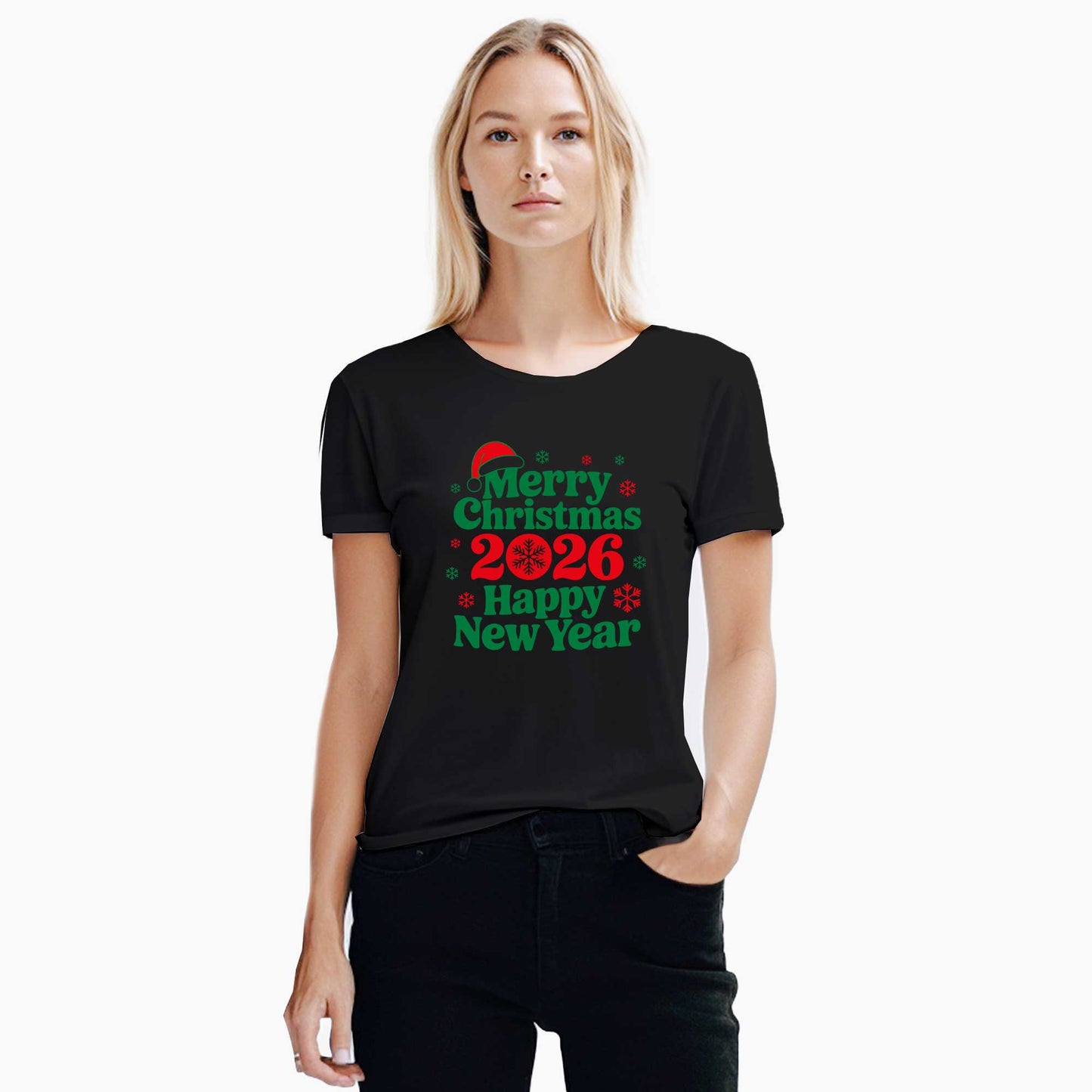 Merry Christmas 2026 Siyah Kadın Tişört