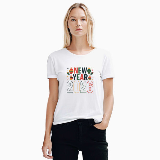 New Year 2026 Beyaz Kadın Tişört