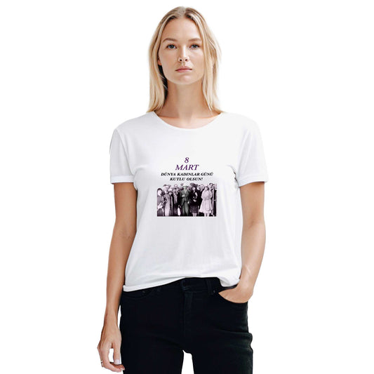 Atatürk ve Cumhuriyet Kadınları Beyaz Kadın Tişört