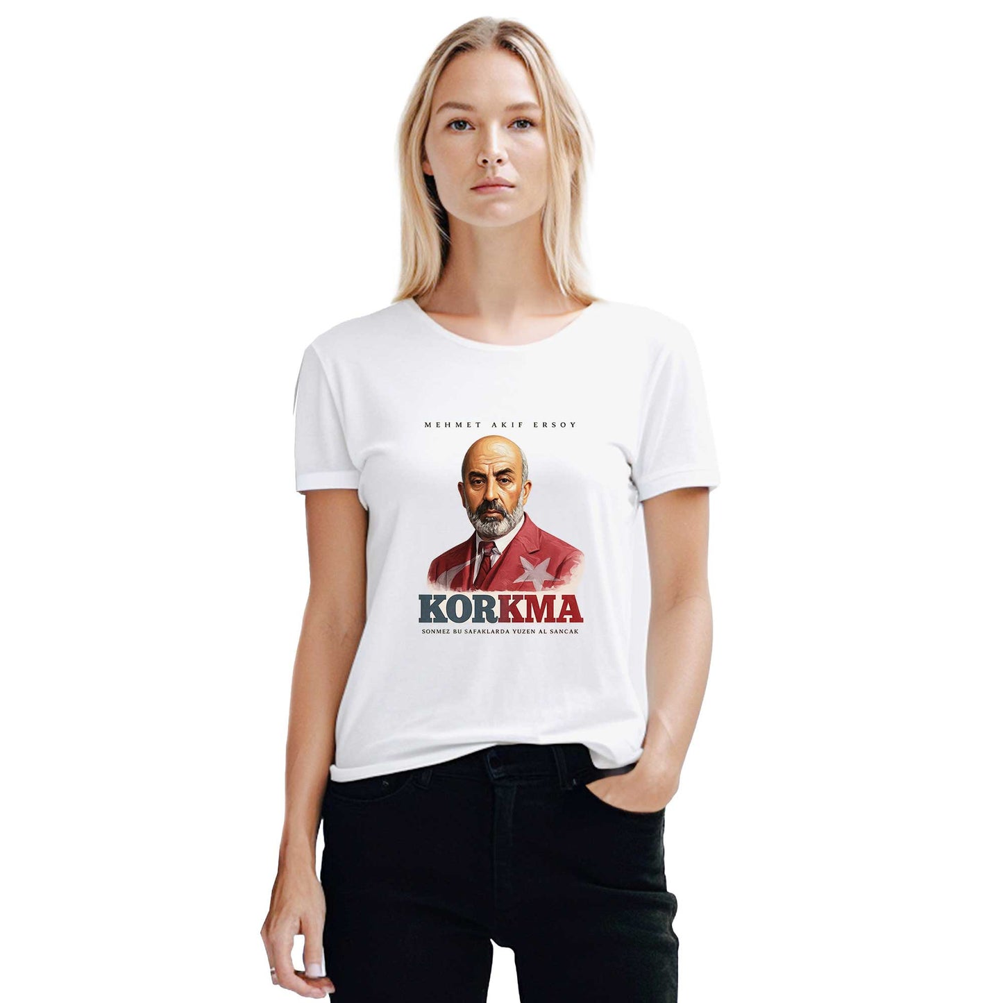 Mehmet Akif Ersoy Korkma Beyaz Kadın Tişört