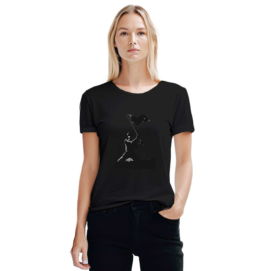 18 mart Çanakkale Zaferi Silüet Siyah Kadın Tişört