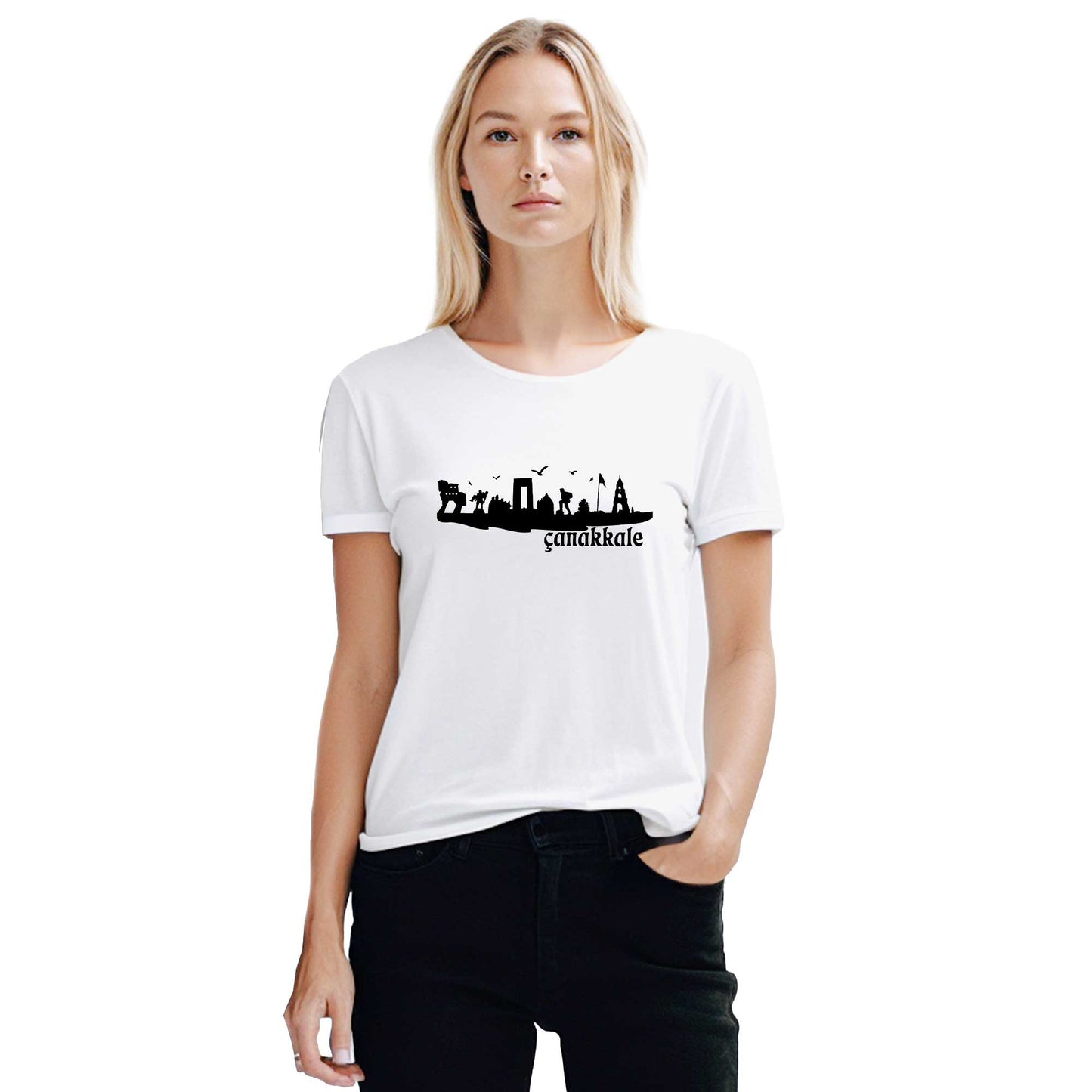 Çanakkale Zaferi Sembol Beyaz Kadın Tişört