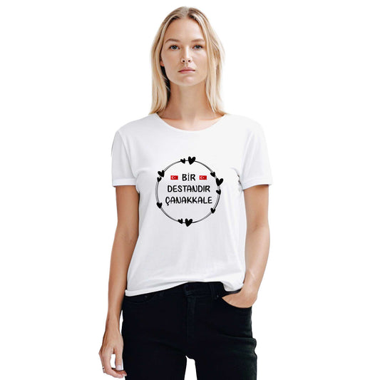 18 Mart Bir Destandır Çanakkale Beyaz Kadın Tişört