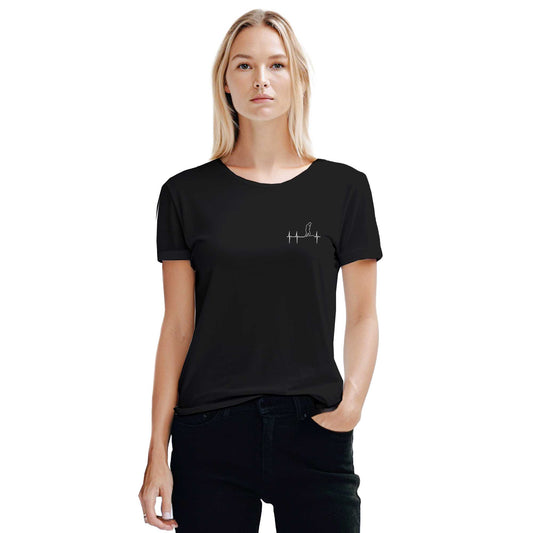 Atatürk Sevgisi Nabzı Siyah Kadın Tişört