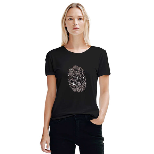 İstiklal Marşı Spiral Siyah Kadın Tişört