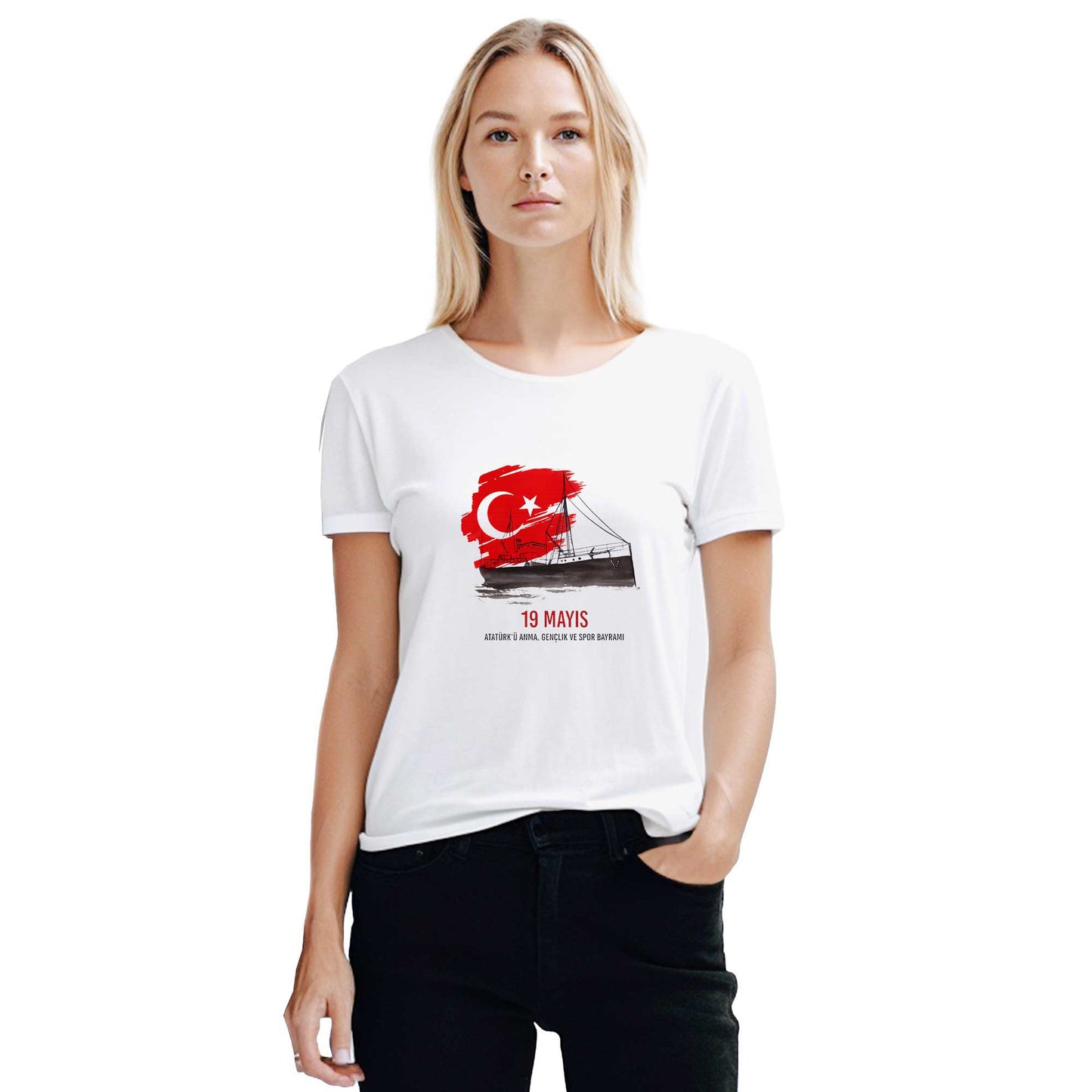 19 Mayıs Bandırma’nın İzinde Beyaz Kadın Tişört