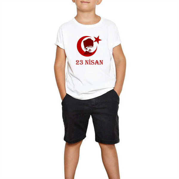 23 Nisan Çocuk Bayramı Atatürk Beyaz Çocuk Tişört