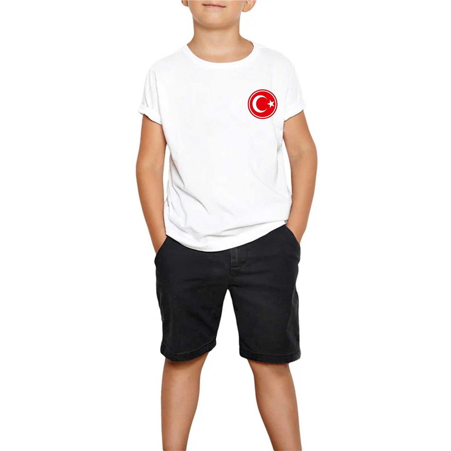 Ay Yıldız Bayrak Logo Beyaz Çocuk Tişört