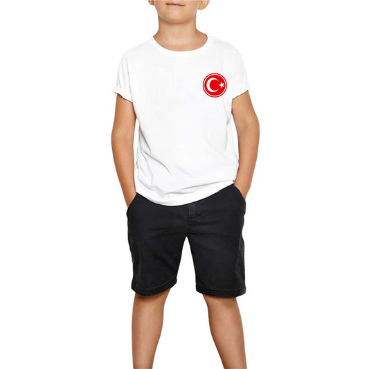 Ay Yıldız Bayrak Logo Beyaz Çocuk Tişört