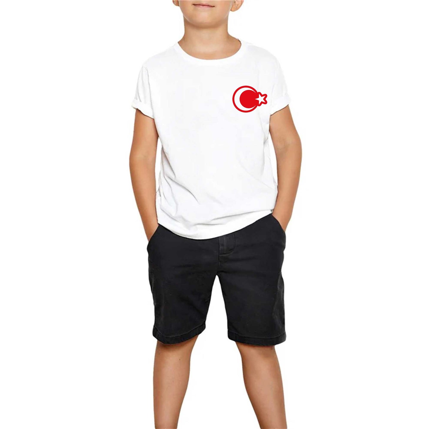 Ay Yıldız Bayrak Beyaz Çocuk Tişört
