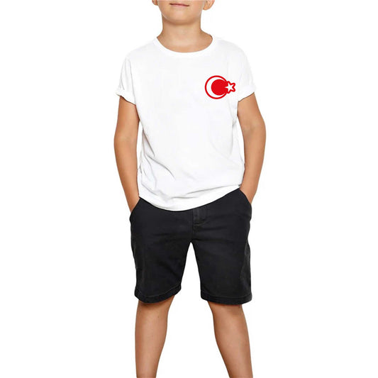 Ay Yıldız Bayrak Beyaz Çocuk Tişört