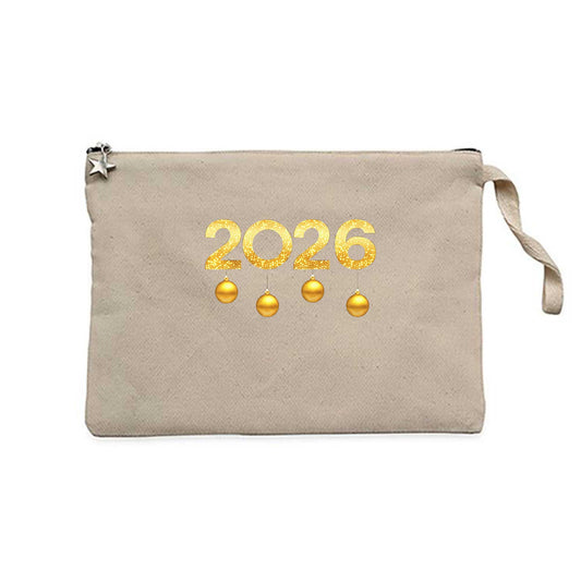 Happy New Year 2026 Gold Krem Clutch Astarlı Cüzdan / El Çantası