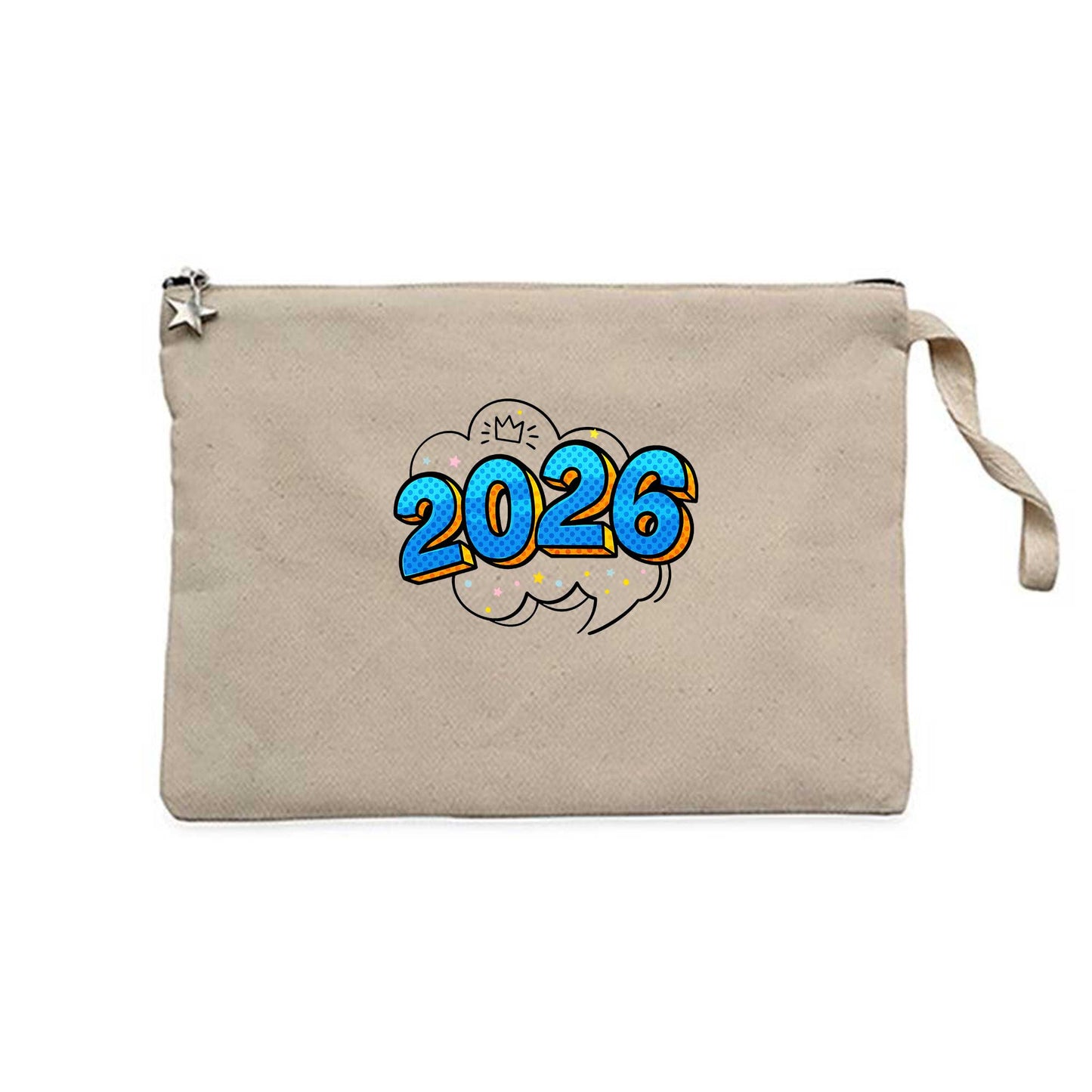 Happy New Year 2026 King Krem Clutch Astarlı Cüzdan / El Çantası