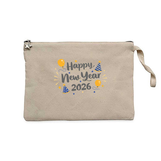 Happy New Year 2026 Parti Krem Clutch Astarlı Cüzdan / El Çantası