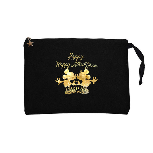 Happy New Year Mickey Siyah Clutch Astarlı Cüzdan / El Çantası