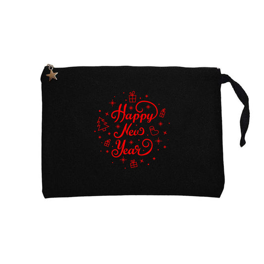 Happy New Year Red Siyah Clutch Astarlı Cüzdan / El Çantası